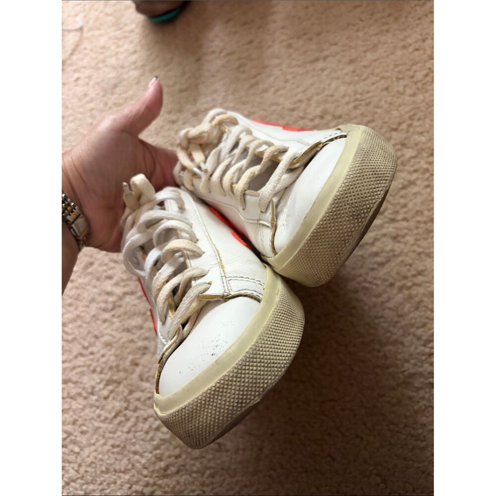 Veja Campo Leather White Orange Navy Sneakers Sz 8 - Picture 8 of 12